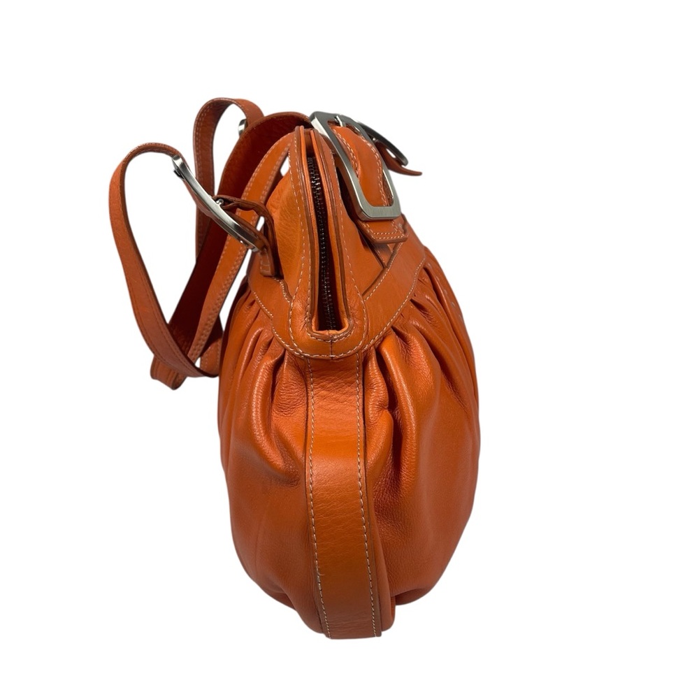 Cole Haan Orange Leather Hobo Shoulder Bag Purse Handbag Slouchy Boho Satchel - Picture 5 of 8